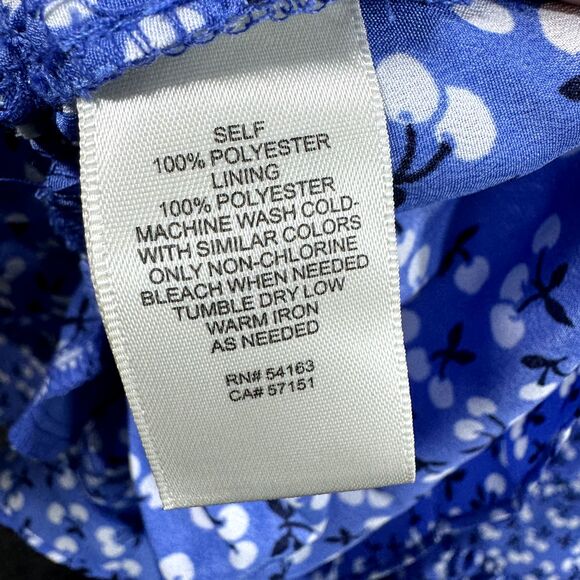 Eliza J Dress Women's 6 Blue Printed Cherry Print 3/4 Balloon Sleeve Fit & Flare - Picture 9 of 9